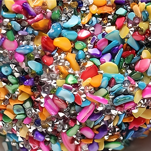 🆕️Sparkling Multicolor Stone & Rhinestone Evening Clutch Colorful Bucket Bag ✨ - Picture 5 of 13